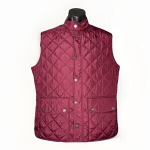 NWT UNTUCKit Wynwood Vest Men Medium Burgundy Red Pocket Quilt Zip Snap Gorpcore